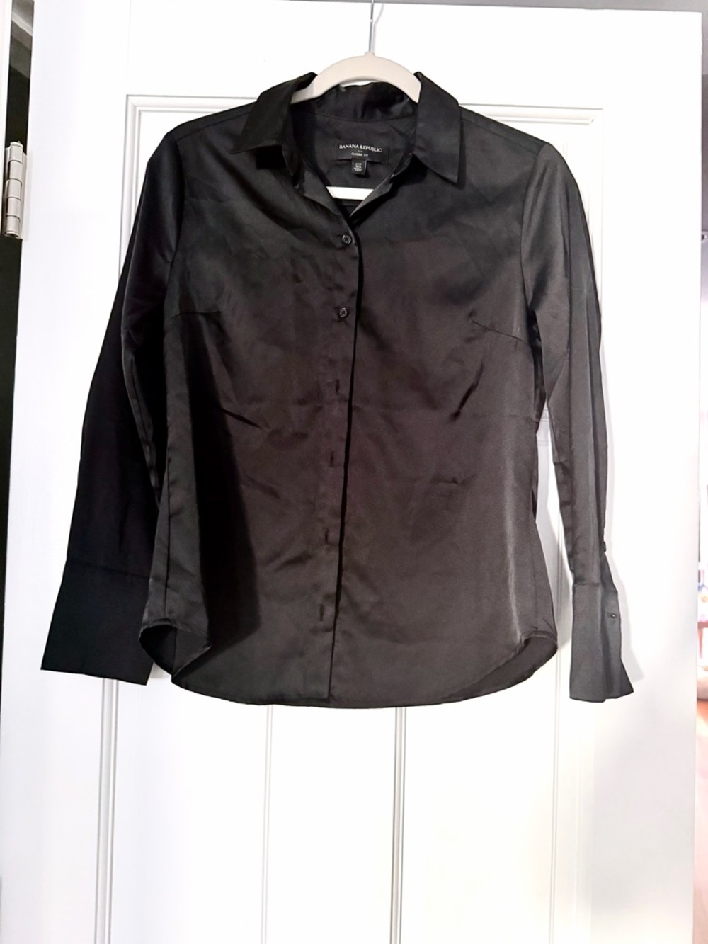 Banana Republic Black Satin Classic Fit Blouse